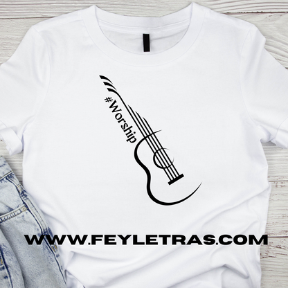 Tshirt "Worship Guitar" Camisas Cristianas