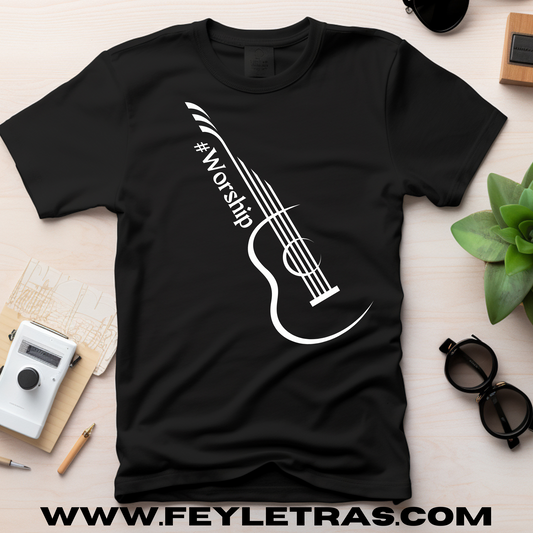 Tshirt "Worship Guitar" Camisas Cristianas