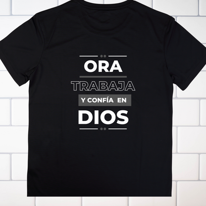 Tshirt Ora Trabaja y Confía en Dios Camisas Cristianas