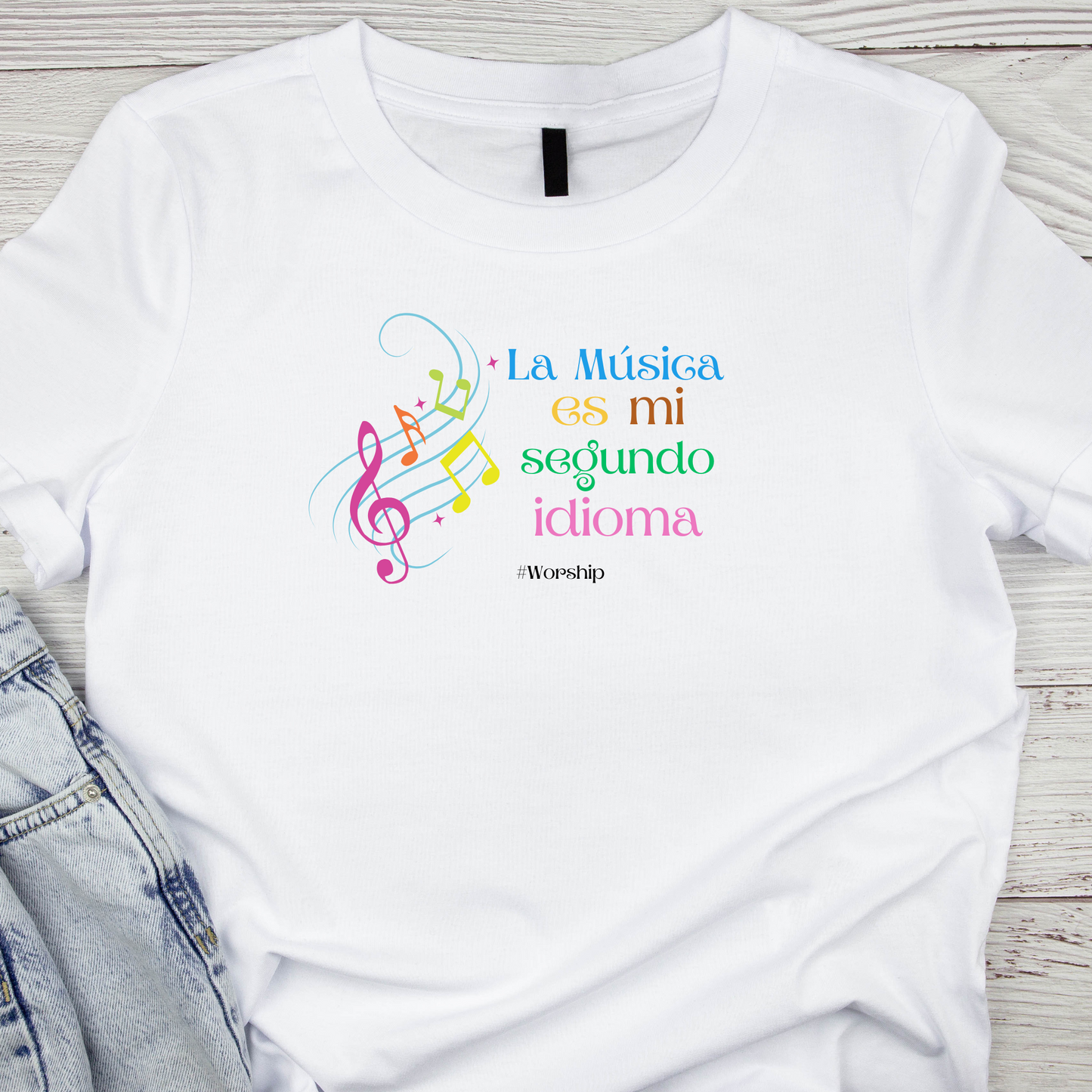 Tshirt "La Música es mi Segundo idioma"  Camisas Cristianas