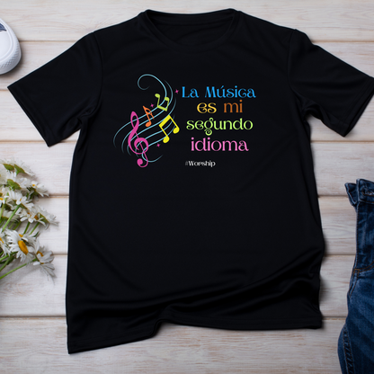 Tshirt "La Música es mi Segundo idioma"  Camisas Cristianas